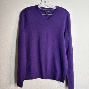 Banana Republic Mens Small Purple Wool VNeck Knit Sweater Top Pullover Meriono *